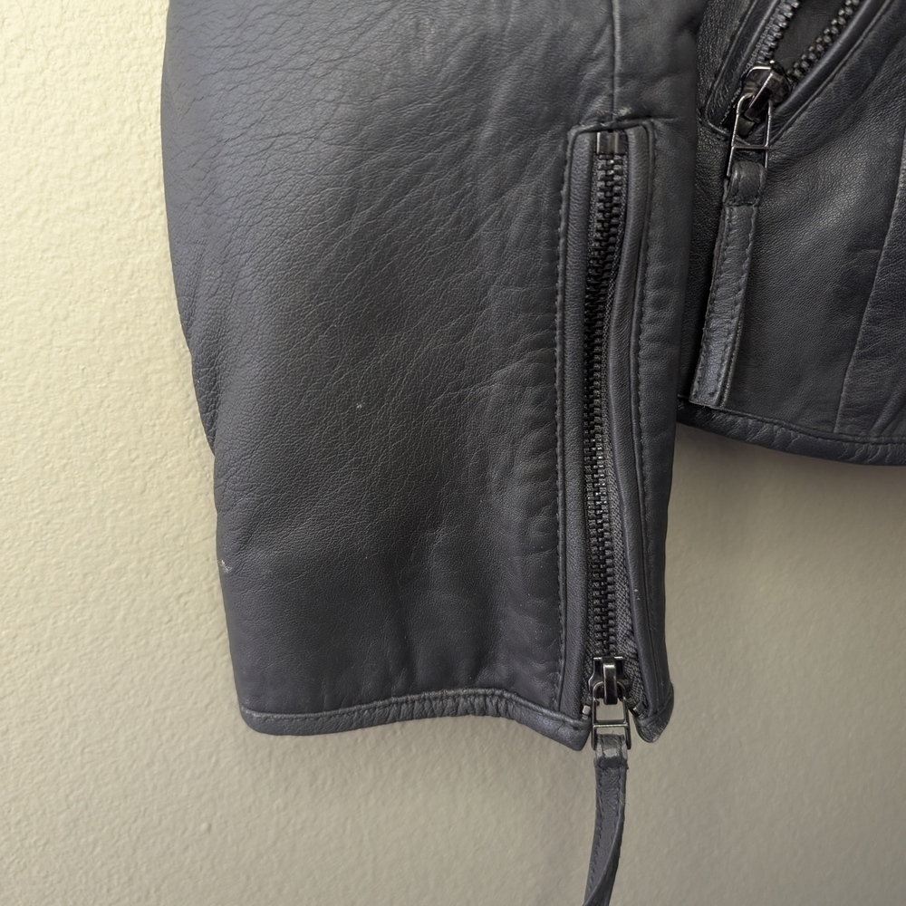 Tahari Black Leather Jacket for Women - Picture 7 of 16